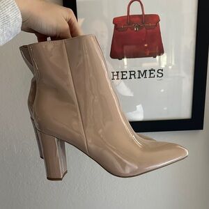 Mod Glossy Nude Ankle Boots
